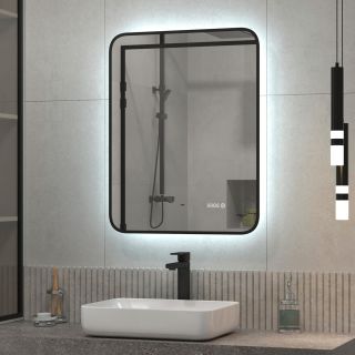 Зеркало Reflexion Black View RF4002BV с фоновой подсветкой бесконтактным сенсором черной окантовкой 60х70